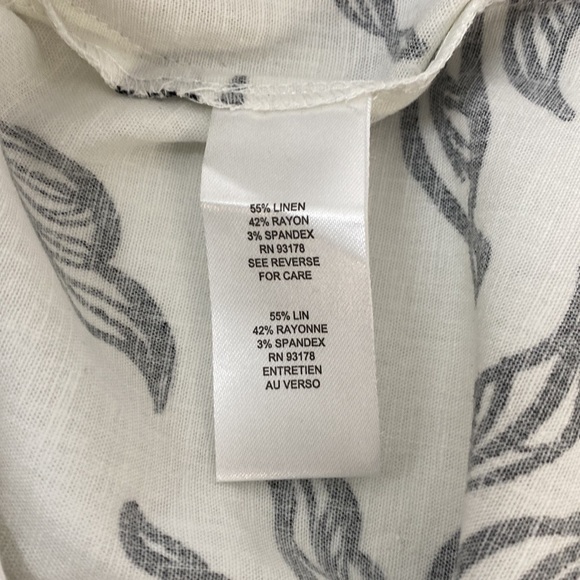 T Tahari Linen Blend Fit & Flare Sleeveless Dress Women's M Leaf Print White - Picture 8 of 13